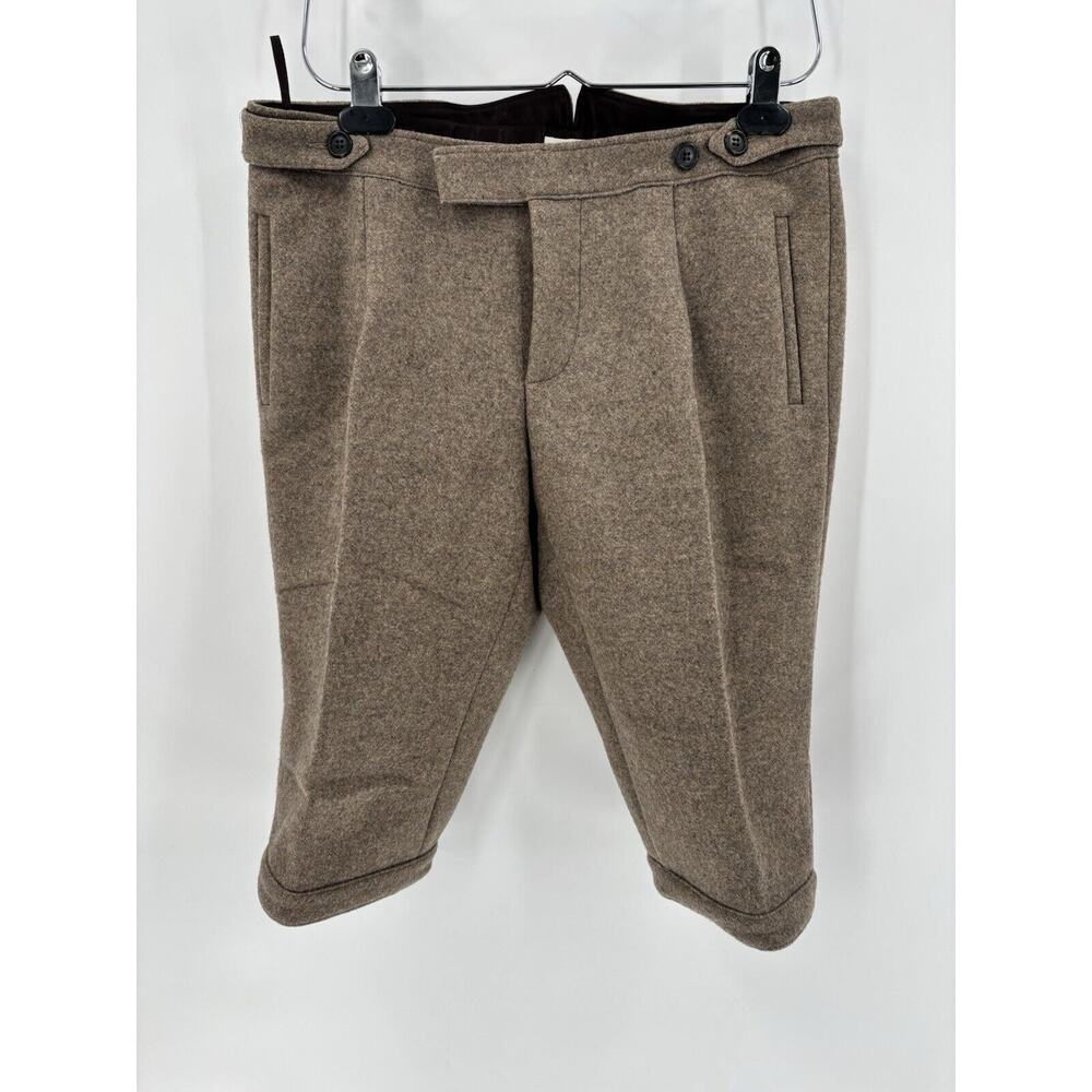 Miu Miu Vintage Pleated Knit Shorts Womens 42 Brown Knee Length 100% Wool Button